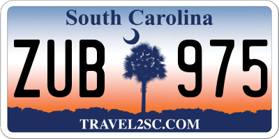 SC license plate ZUB975