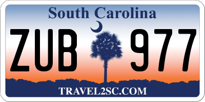 SC license plate ZUB977