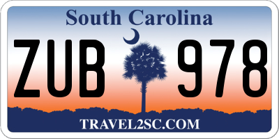 SC license plate ZUB978