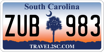 SC license plate ZUB983