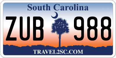 SC license plate ZUB988