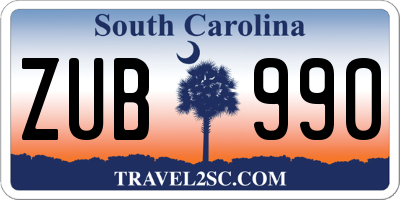 SC license plate ZUB990