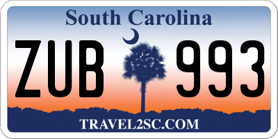 SC license plate ZUB993