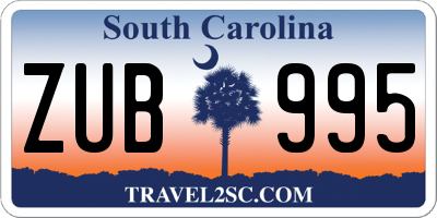 SC license plate ZUB995
