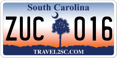 SC license plate ZUC016