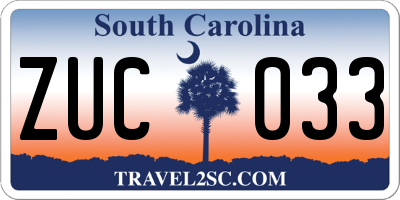 SC license plate ZUC033
