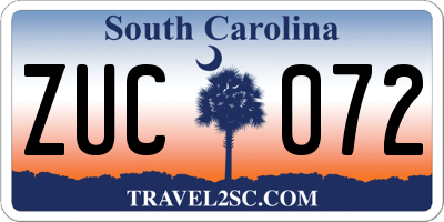SC license plate ZUC072