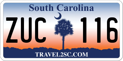 SC license plate ZUC116