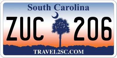 SC license plate ZUC206