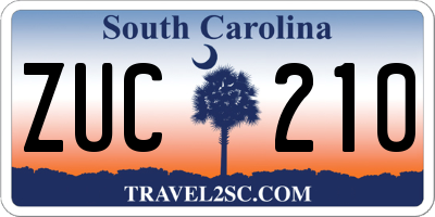 SC license plate ZUC210