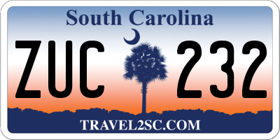 SC license plate ZUC232