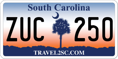 SC license plate ZUC250