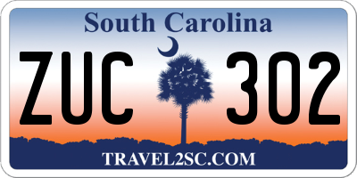 SC license plate ZUC302