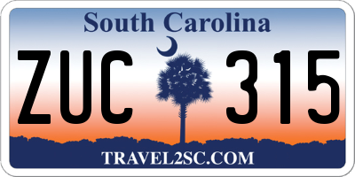 SC license plate ZUC315