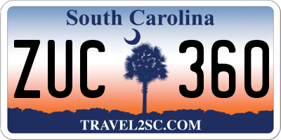 SC license plate ZUC360