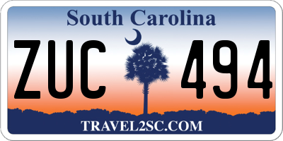 SC license plate ZUC494