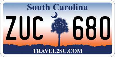 SC license plate ZUC680