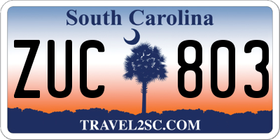 SC license plate ZUC803