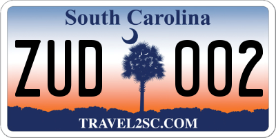 SC license plate ZUD002