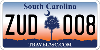 SC license plate ZUD008