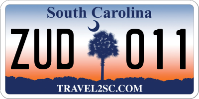 SC license plate ZUD011