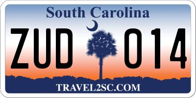 SC license plate ZUD014