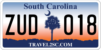 SC license plate ZUD018
