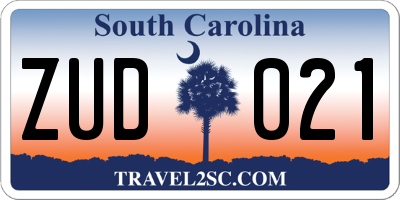 SC license plate ZUD021