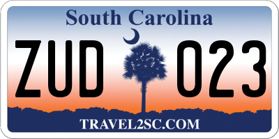 SC license plate ZUD023