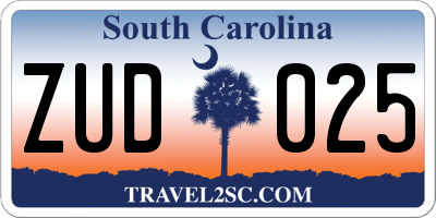 SC license plate ZUD025