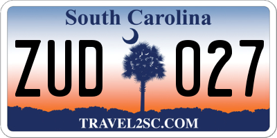 SC license plate ZUD027