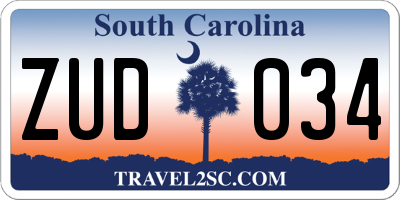 SC license plate ZUD034