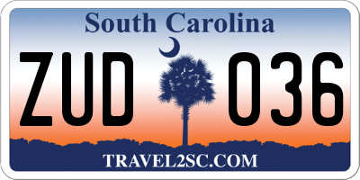 SC license plate ZUD036
