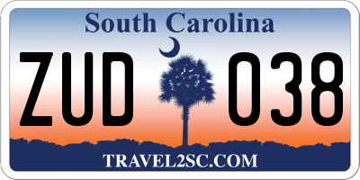 SC license plate ZUD038