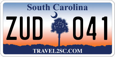 SC license plate ZUD041