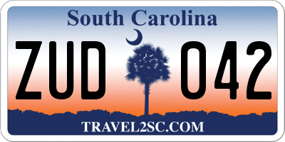 SC license plate ZUD042