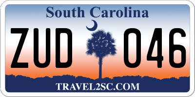 SC license plate ZUD046