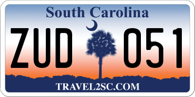 SC license plate ZUD051