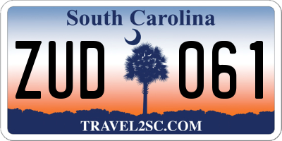 SC license plate ZUD061