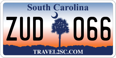 SC license plate ZUD066