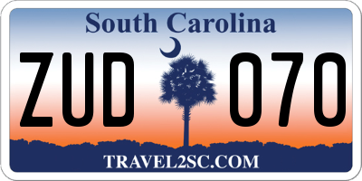 SC license plate ZUD070