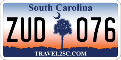SC license plate ZUD076
