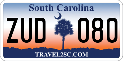SC license plate ZUD080