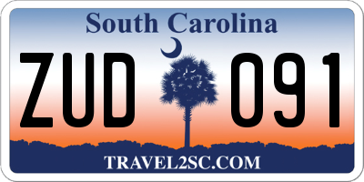 SC license plate ZUD091