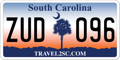 SC license plate ZUD096