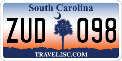 SC license plate ZUD098