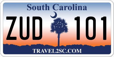 SC license plate ZUD101
