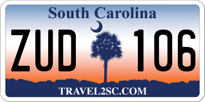 SC license plate ZUD106