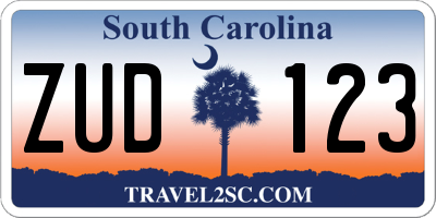 SC license plate ZUD123