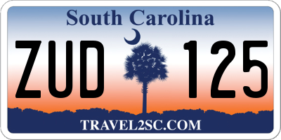 SC license plate ZUD125